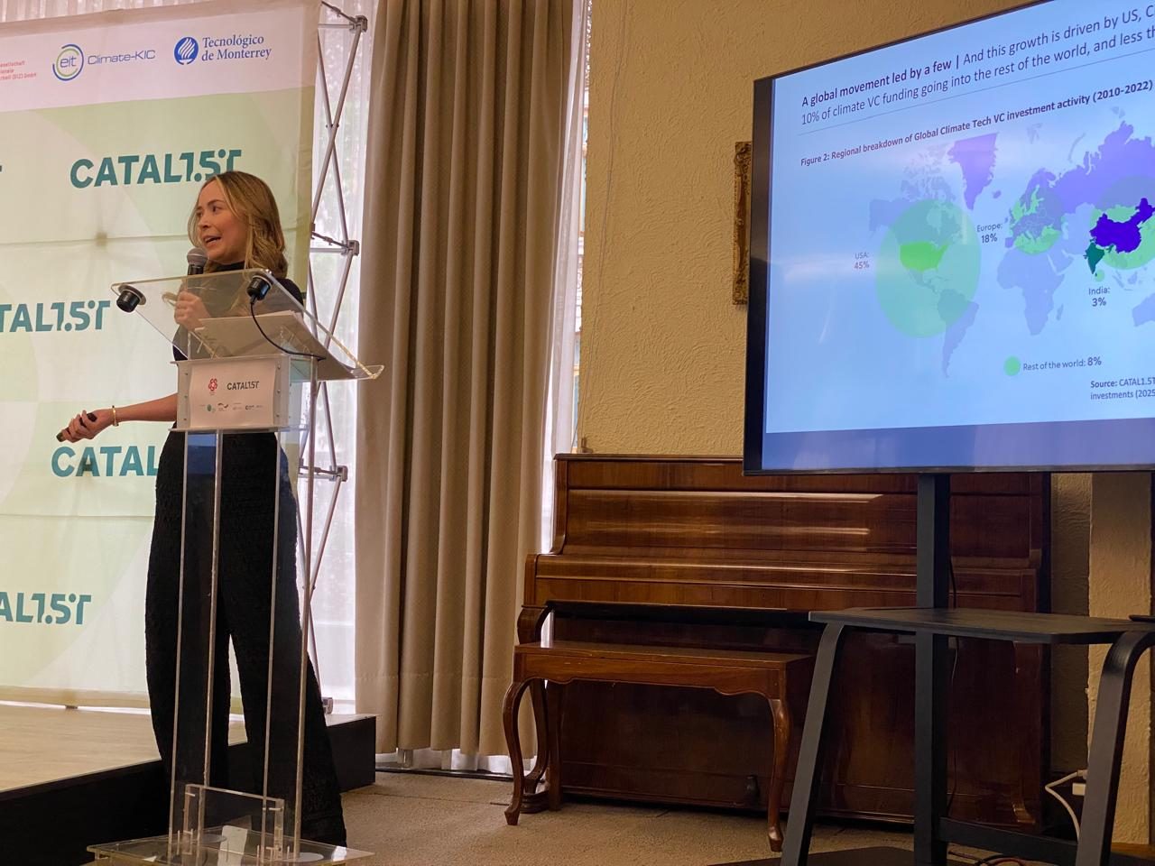 Laura Carrión Rivas presenta el panorama de inversión climática en América Latina en CATAL1.5°T